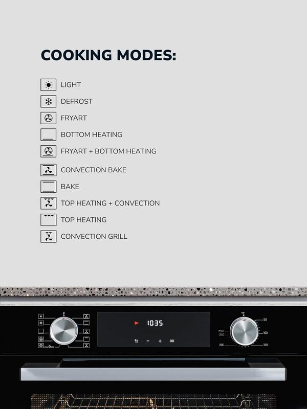 MILLEN Built In Electric Oven, 10 Cooking Modes, 81L - 3 Years Warranty, SCHOTT Inner Glass, MEO 6005 BL